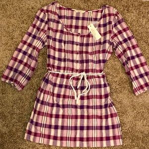 ***NWT*** Fit and Flare Rope Tie Plaid Shirt